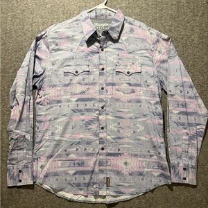 Wrangler Retro Aztec Western Shirt Mens XL purple gray Pearl snap button rodeo